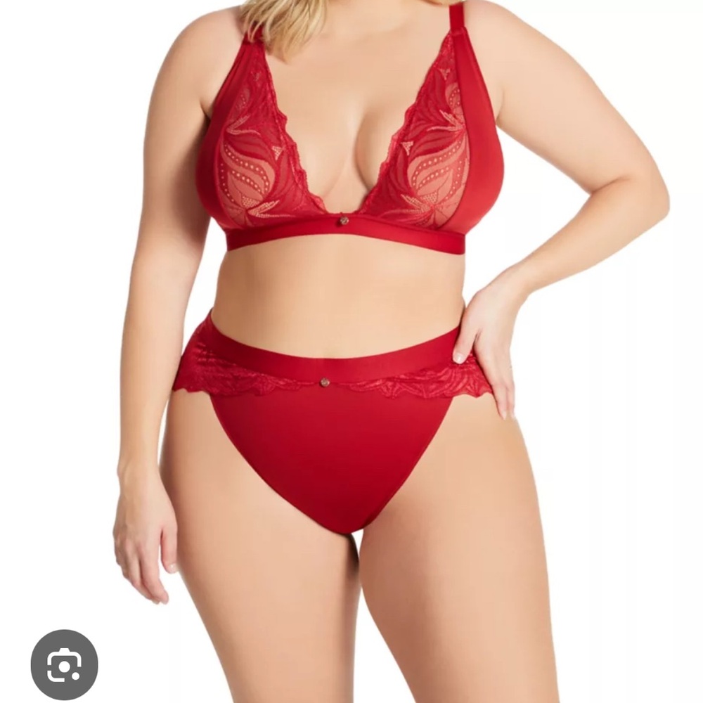 SCANTILLY INDULGENCE BRALETTE - RED  and matching brief